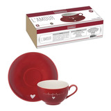 Jogo De 6 Xicaras De Café 90ml Porcelana Com Pires Lamour Vm