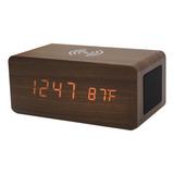 Despertador De Madera Con Altavoz, Control De Voz, Led Digit