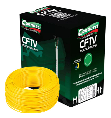 Cabo Multicâmeras Condutti Amarelo 300m 24awg 4 Pares