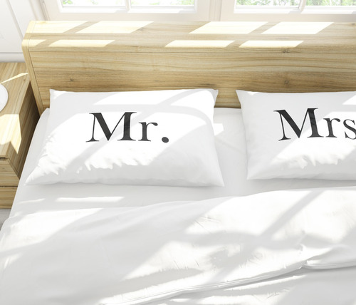 2 Fundas Para Almohadas De Cama Decorativo Mr Mrs