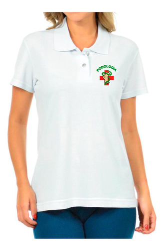 Camisa Polo Feminina Simbolo Logo Curso Podologia Bordado