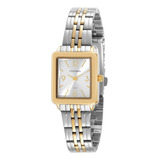 Relogio Mondaine Feminino Bicolor Dourado E Prata Quadrado