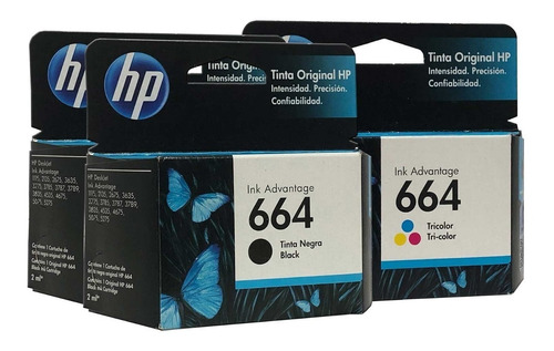 Kit Cartuchos Hp 664 2 Negro Y 1 Color P/115 2135 2675 3785