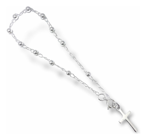 Pulsera Denario Cruz De Plata Fina 925 | 20 Cm