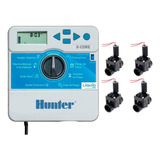 Combo Riego Hunter Programador Xcore 4 Zonas + 4 Ev Pgv 100