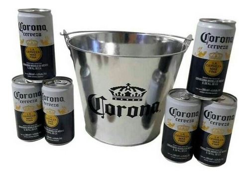 Frapera Cerveza Corona Bucket Original + 6 Latas De Cerveza 