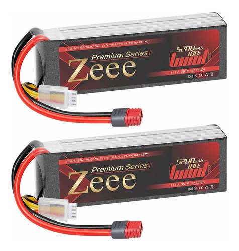 2 Baterias Lipo 11.1v 5200mah 100c 3s T Plug Zeee