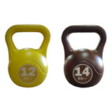 Kit Combo Pesas Rusas Kettlebell 12 Y 14kg Fitness Mancuerna