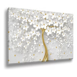 Quadro Tela Canvas Cerejeira Branca 80x120 Borda Infinita