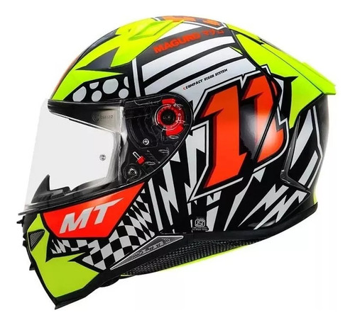 Casco Moto Mt Revenge 2 Sergio Garcia A3 Amarillo Brillo Vxv