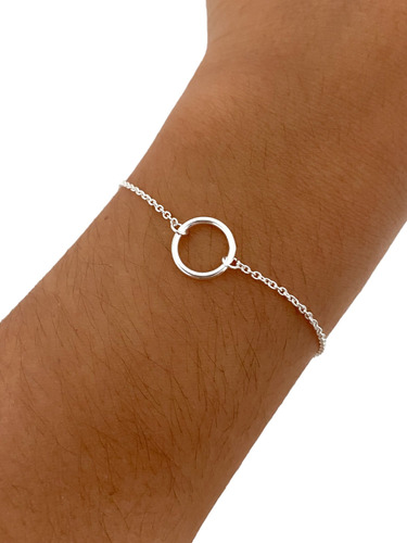 Pulsera Circulo Calado Chico Dije Regulable Plata 925