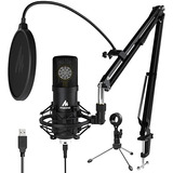 Kit Microfono Maono Au-a425 Usb Mic Con Soporte Para Estudio Color Negro