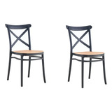 Set X2 Silla Cross Asiento Simil Rattan Velvet Decoraciones