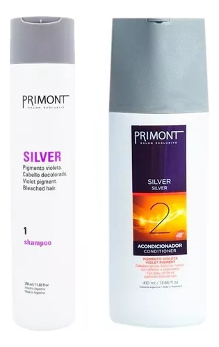 Kit Matizador Shampoo Acondicionador Silver Primont X 410ml