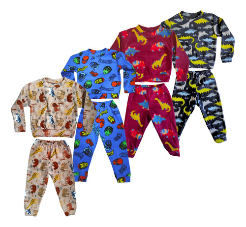 2 Conjuntos Pijama Com Calça Infantil Quentinho Soft