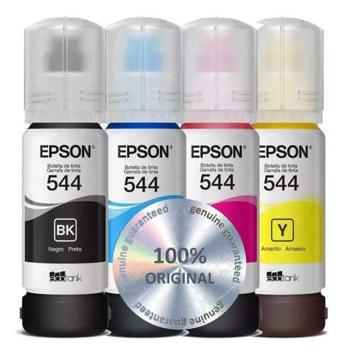 Kit X10 Tintas 544 Verificadas Epson Original Color Negro