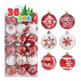 Bolas Para Arbol De Navidad X36u/ 6cm/ Rojo- Blanco Deco