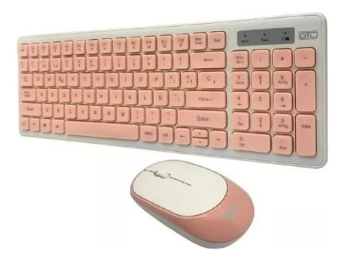 Kit Teclado Y Mouse Inalambrico Gtc Cbg-017 Rosa