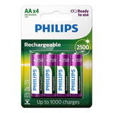 Pack X4 Pilas Philips Recargables Duracion Calidad Premium