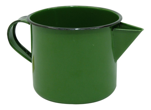 Caneca Leiteira Esmaltada Ágata 12 1l C/ Bico Metallouça Cor Verde