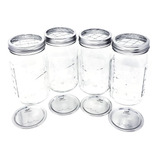 4 Frascos Ball Mason Jars (32 Oz Wide) Y 4 Rejillas Ball