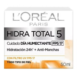 Crema L'oréal Paris Hidra Total 5 Antimanchas + Filtro Fps17