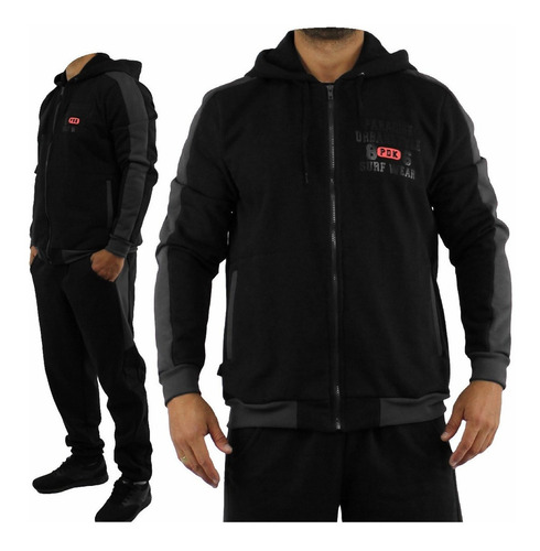 Conjunto Moletom Masculino Capuz Inverno Premium Cor Preto