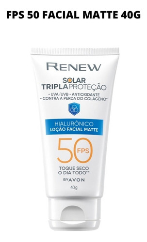 Protetor Facial Avon Renew Solar Hialurônico Matte Fps50 40g