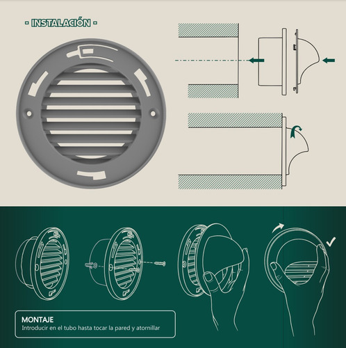 Rejilla De Ventilación Deplaf Para Extractor De Aire Y Baño Color Negra