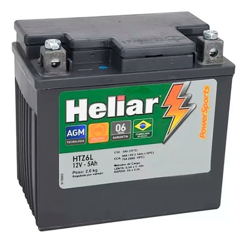 Heliar Bateria Htz6 Honda Cg 160 Fan Todos Anos