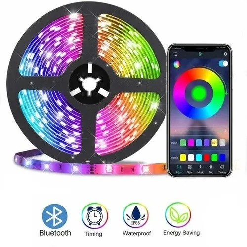 Bluetooth Cinta Tira Led 5mt Rgb 5050 Remote App Multicolor