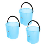 Paquete Con 3 Cubetas Flexibles 17 Litros Resistentes Color Azul