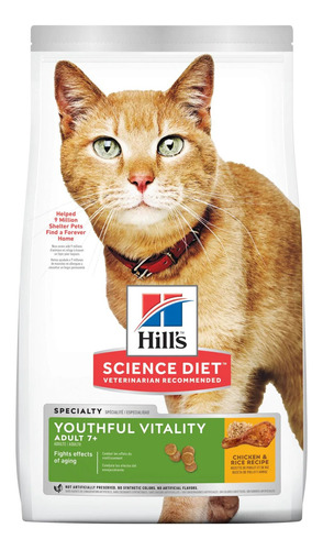 Alimento Hill's Science Diet  Para Gato Hill's Science Diet Senior Vitality Para Gato Adulto Sabor Arroz Y Pollo En Bolsa De 1.4kg