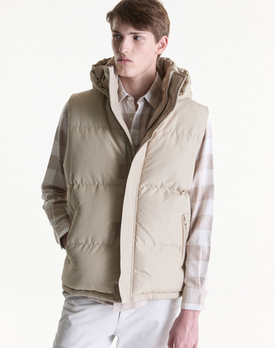 Chaleco Puffer Blanco Arena Con Capucha Equus Nyon De Hombre