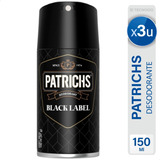 Patrichs Desodorante Aerosol Black Label Noir Pack X3