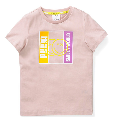 Remera Puma Smiley World Para Niños En Rosa | Moov