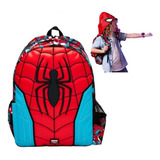 Mochila Escolar Diseño 3d Spider Man Marvel Con Gorra Impermeable Para Niñas Y Niños 