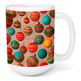 Taza Cerámica Gigante 425 Ml Esferas Colgando Navidad Regalo