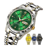 Relojes De Cuarzo Luminosos Para Hombre Con Esfera Verde De