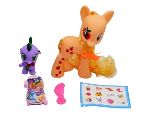 Set Muñeco De Pony Y Bebe Dragón Patineta Para Niñas Regalo