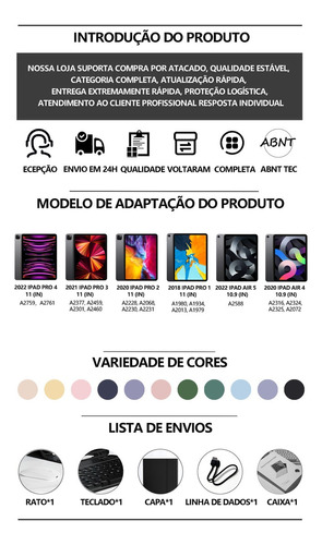 Capa Para iPad Air 5ª Geração +teclado Retroiluminado+mouse