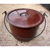 Antigua Olla Chapa Enlozada Solo Decoracion 24 X 19 Alto