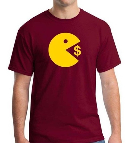 Playeras Camiseta Pacman Come Dinero Unisex Logo  + Regalo