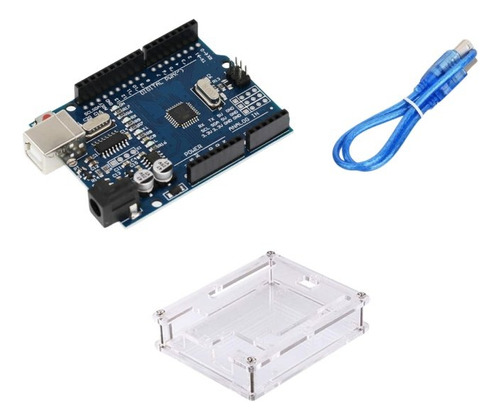 Ide Arduino Uno Compatible Uno R3+caja Acrílico Protector 