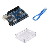 Ide Arduino Uno Compatible Uno R3+caja Acrílico Protector 