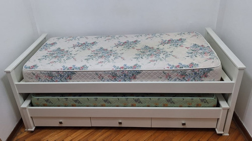 Cama Nido Doble Claudia Muebles 1 1/2 Plaza Color Blanco 