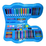 Kit D Dibujo Para Pintar Colorear Con Estuche Azul 70 Piezas