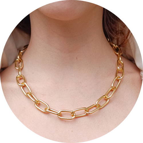 Choker Cartier Feminina Corrente Elo Grosso 12mm Minimalista