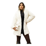 Casaco Feminino Alongado Teddy Pelinhos Moda Inverno Frio