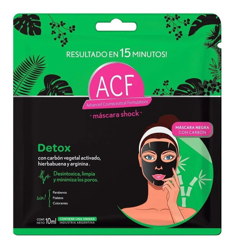 Acf Mascara Facial Detox Carbon Activado Limpia Hidrata 